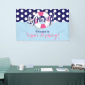 Blauw en Roze, Zeeman, Nautische Verjaardag Spandoek (Beurs)