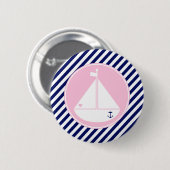 Blauw en roze zeilboot ronde button 5,7 cm (Voorkant /achterkant)