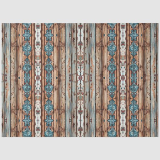 Blauw en Rustiek Paneel Herfst Decoupage Tissuepapier (Voorkant)