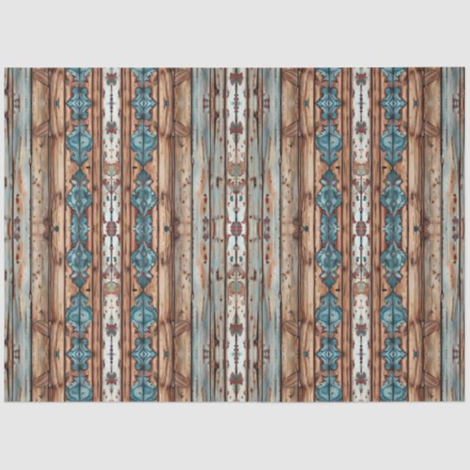 Blauw en Rustiek Panel Herfst Decoupage Tissuepapier (Voorkant)