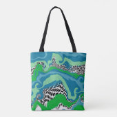 Blauw en Sage Groene Vloeiende Kunst Gepersonalise Tote Bag (Achterkant)