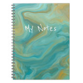 Blauw en Sandy Brown Swirls Marble Art Notitieboek (Voorkant)