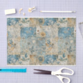  blauw en sepia bloemencollagepatroon #3 tissuepapier (Craft)