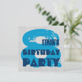 BLAUW en SILVER 8e verjaardag Partij 8 Jaar oud V1 Kaart (Staand voorkant)