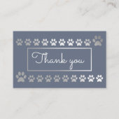 Blauw en SIlver Paw Print Pet Loyalty Kaart Visitekaartje (Voorkant)