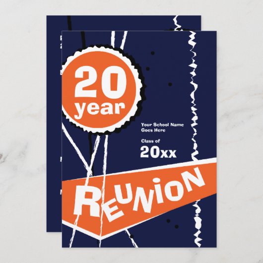 Blauw en Sinaasappel 20 jaar Uitnodiging tot reüni (Voorkant / Achterkant)