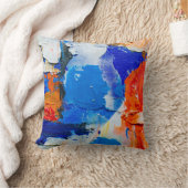 Blauw en Sinaasappel Abstract schilderij 2 Kussen (Deken)