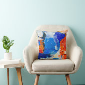 Blauw en Sinaasappel Abstract schilderij 2 Kussen (Stoel)