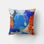 Blauw en Sinaasappel Abstract schilderij 2 Kussen (Achterkant)