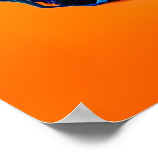 Blauw en Sinaasappel Abstracte Paardenkunst Poster (Hoek)