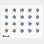 Blauw en Sinaasappel Bloem Ronde Bruiloft Stickers (Vel)