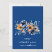 Blauw en Sinaasappel Bloemen Bachelorette Party Kaart (Achterkant)