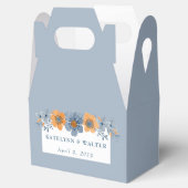 Blauw en Sinaasappel Bloemen Lichtblauw Bruiloft F Bedankdoosjes (Geopend)