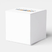 Blauw en Sinaasappel Bloemen Vierkante Bruiloft Fa Bedankdoosjes (Achterkant)