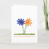 Blauw en Sinaasappel bruiloft uitnodigingen, Bloem (Achterkant)