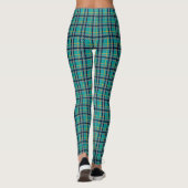 Blauw en Sinaasappel geruite Leggings (Achterkant)