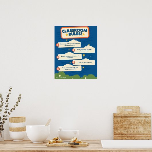 Blauw en Sinaasappel Grappig 16x20in Poster (Keuken)