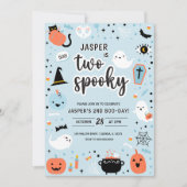 Blauw en Sinaasappel Halloween 2e verjaardag Kaart (Voorkant)