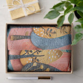 Blauw en Sinaasappel huis decoupage Tissuepapier (Geschenk)