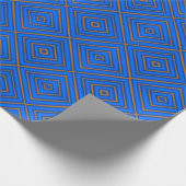 Blauw en Sinaasappel hypnotische diamant moderne P Cadeaupapier (Hoek)