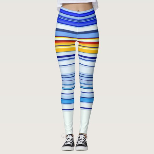 Blauw en Sinaasappel Leggings (Voorkant)