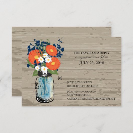 Blauw en Sinaasappel Mason Jar Wood | RSVP (Voorkant / Achterkant)