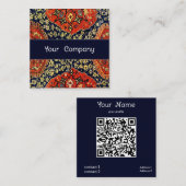 Blauw en sinaasappel Oosters tapijt thema Vierkante Visitekaartje (Voorkant / Achterkant)
