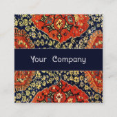 Blauw en sinaasappel Oosters tapijt thema Vierkante Visitekaartje (Voorkant)