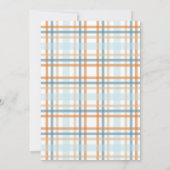 Blauw en Sinaasappel Plaid Baby Aankondiging (Achterkant)