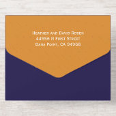 Blauw en Sinaasappel Silver Foil Bar Mitzvah All In One Uitnodiging (Achterzijde)