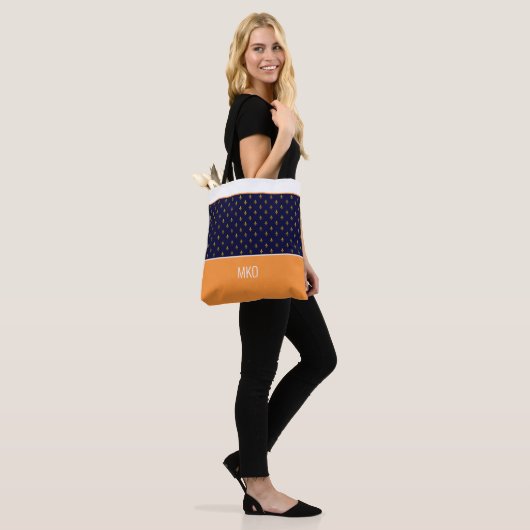 Blauw en Sinaasappel Tote Bag (Op model)