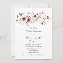 Blauw en Sinaasappel Wildbloemen Bruiloft