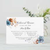 Blauw en Sinaasappel Wildbloemen repetitie Diner Kaart (Staand voorkant)