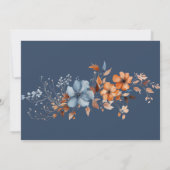 Blauw en Sinaasappel Wildbloemen repetitie Diner Kaart (Achterkant)