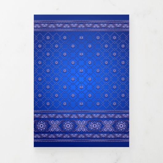 Blauw en Sliver Bollywood Style Indische bruiloft Drieluik Uitnodiging (Cover)