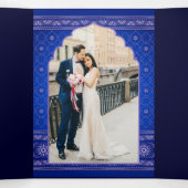 Blauw en Sliver Bollywood Style Indische bruiloft Drieluik Uitnodiging (Binnenkant midden)