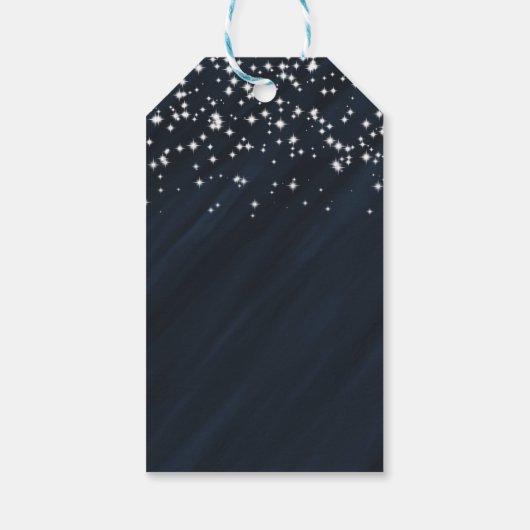 Blauw- en spaarstaren Elegant Glamor Favor Cadeaulabel (Achterkant)