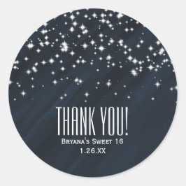 Blauw- en spaarstaren Elegant Glamor Favor Ronde Sticker