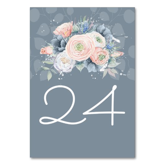 Blauw en stoffig Roos Bloemen Waterverven Kaart (Voorkant)