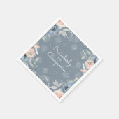 Blauw en stoffig Roos Floral Botanical Servet (Hoek)