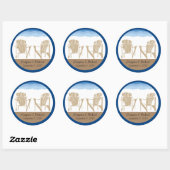 Blauw en Tan Adirondack Stoelen | Bruiloft Ronde Sticker (Vel)