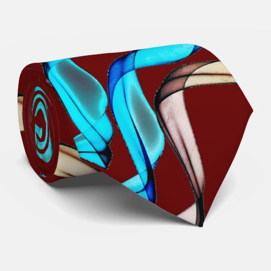 Blauw en Tan Banners op Bourgogne Stropdas (Opgerold)