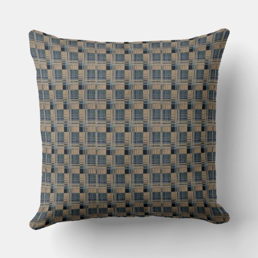 Blauw en Tan Basket Weave Sierkussen 20 x 20 inch (Achterkant)