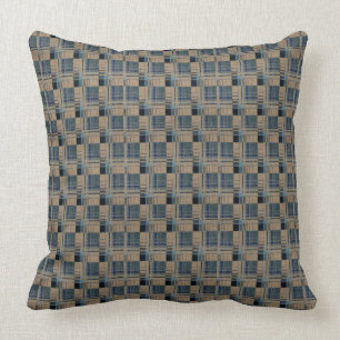 Blauw en Tan Basket Weave Sierkussen 20 x 20 inch