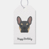 Blauw en Tan French Bulldog Birthday Cadeaulabel (Voorkant)