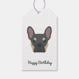 Blauw en Tan French Bulldog Birthday Cadeaulabel