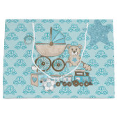 BLAUW EN TAN GLITTER KIJKEN BABY-JONGE TEDDY BEWEE GROOT CADEAUZAKJE (Voorkant)