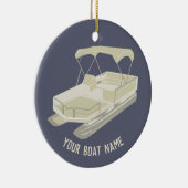 Blauw en Tan Pontoon Boat Ornament (Rechts)