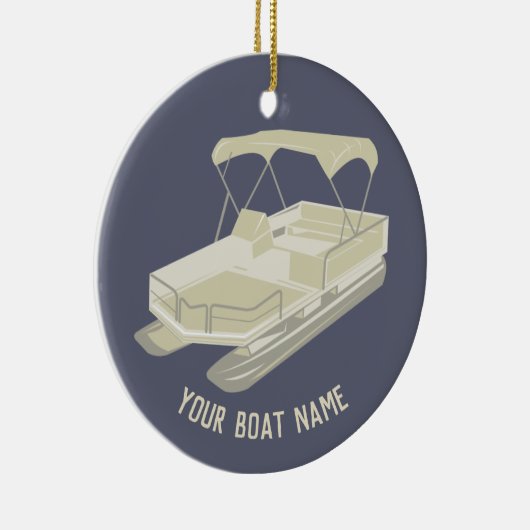 Blauw en Tan Pontoon Boat Ornament (Rechts)