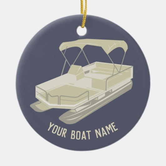 Blauw en Tan Pontoon Boat Ornament (Voorkant)